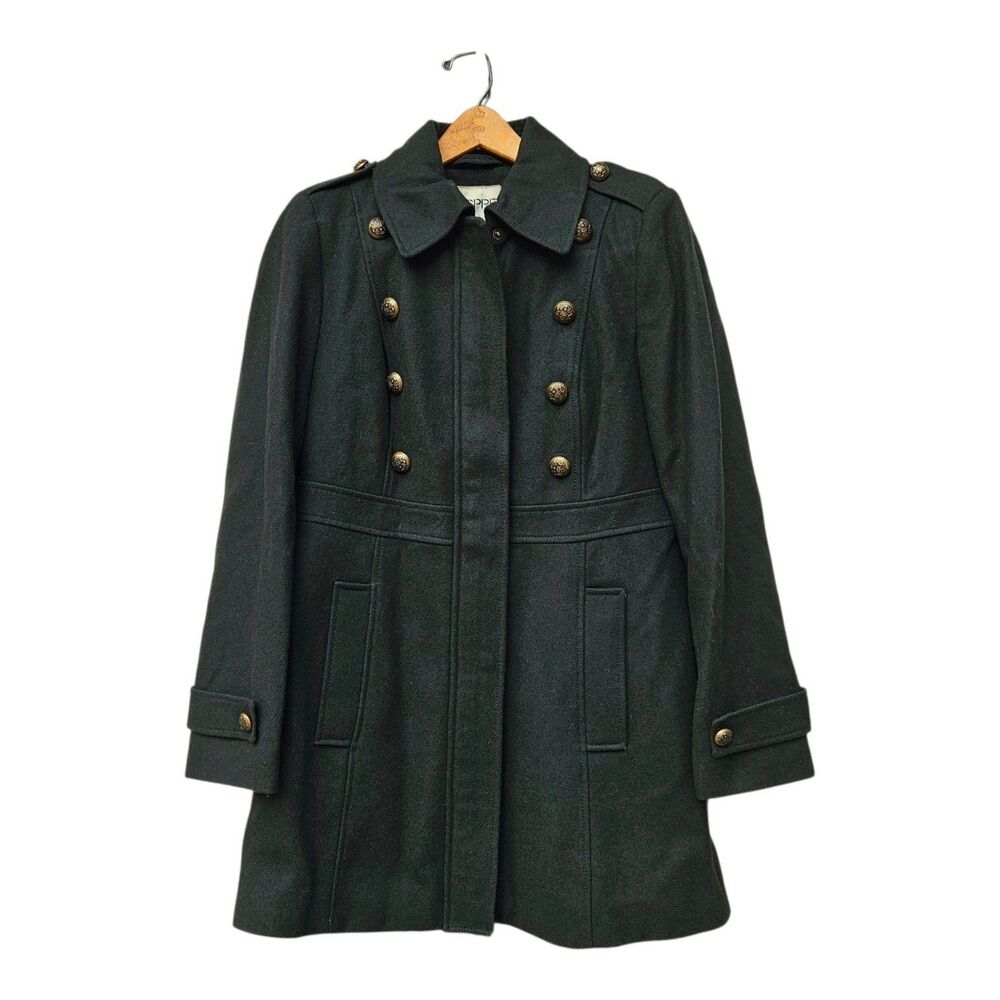 Esprit Women’s Military Style Wool Pea Coat Size Large Steampunk Olive Green